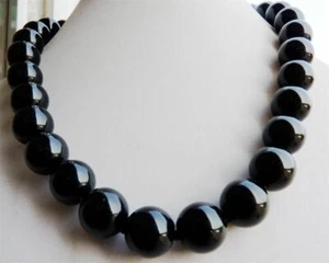 New 6/8/10/12/14mm Natural Black Agate Onyx Round beads Necklace 16-36" AAA - Picture 1 of 12