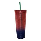Starbucks 2022 Disco Ombre Watermelon Studded Grid Cold Cup Tumbler Venti 24 Oz
