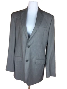 Zignone Italy Finely Striped Grey Suit Jacket 100% Wool Size 40L Made in Canada - Picture 1 of 12