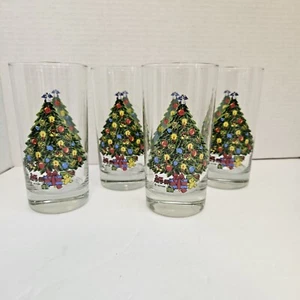 Carlton Christmas Treasures 5,5" Bicchieri Bicchieri Set 4 Vintage 1985 Albero Acquista 1+set - Foto 1 di 8