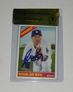 HYUN JIN RYU AUTO'D SIGNED 2015 TOPPS HERITAGE BAS COA CARD #270 LA DODGERS - Picture 1 of 2