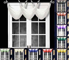 1PC K36 ELEGANT ANTIQUE GROMMET VOILE WINDOW SOLID SHEER WATERFALL SWAG VALANCE