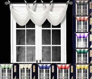 1PC K36 ELEGANT ANTIQUE GROMMET VOILE WINDOW SOLID SHEER WATERFALL SWAG VALANCE - Picture 1 of 27