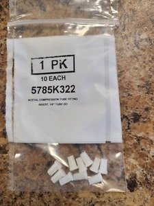 (Paquete de 10) Inserto de montaje de tubo de compresión de acetal, tubo de 1/4" OD - Imagen 1 de 2