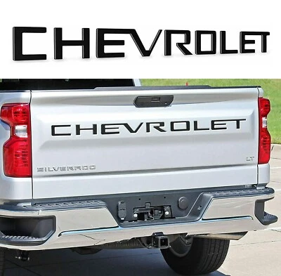 Матовая черная наклейка с буквами на заднюю дверь подходит для Chevrolet Silverado 2019-24 годов выпуска - Изображение 1 из 4