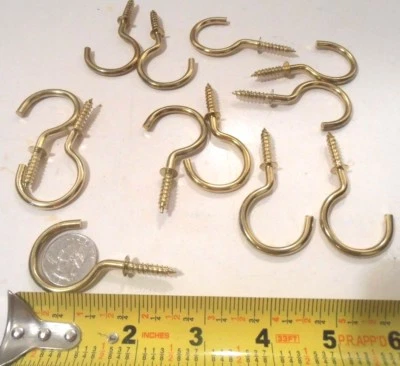 КРЮЧОК ДЛЯ РАСТЕНИЙ ЧАШКА 12 ШТ. ЛАТУННЫЙ ПОЗОЛОЧЕННЫЙ КРЮЧОК ДЛЯ ПОДВЕСНЫХ КЛЮЧЕЙ 1-3/4x 2-1/2 дюйма - Изображение 1 из 4