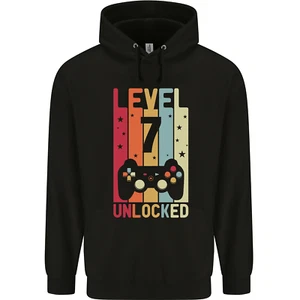 7th Birthday 7 Year Old Level Up Gamming Childrens Kids Hoodie - Picture 1 of 76