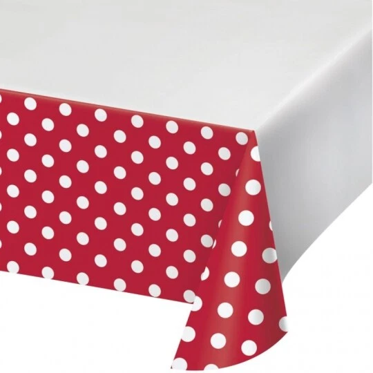 Mantel de plástico para banquetes Red Dots 52" x 102" vajilla decoración suministros Foto 1 de 1