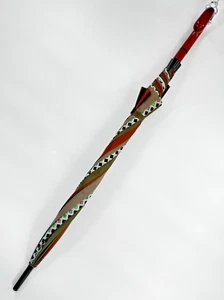 Aramis Umbrella Copper Olive Faux Burl Woodgrain Handle Promo Logo NWT Vtg - Picture 1 of 8