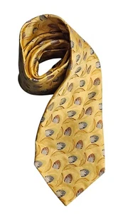 Ermenegildo Zegna Krawatte Gold Blumenmuster 100% Seide Made in Italy Ruhe Luxus - Bild 1 von 9