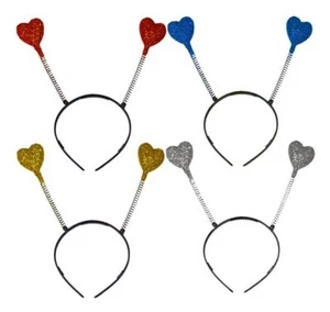 Coloured Glitter Heart 1980s Ailien Head Boppers Fancy Dress Accessory - Picture 1 of 4