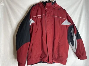 Columbia Mens Jacket Ski Coat Red Gray Black Size Large w/ Hood - Picture 1 of 9