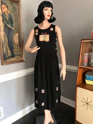 Lindo Vestido Jersey Jardinería Vintage Años 90 Y2K Talla Mediana Foto 1 de 4