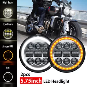 Par de faros LED redondos DOT 5-3/4 5,75" cromo haz alto/lo DRL para cohete III - Imagen 1 de 10
