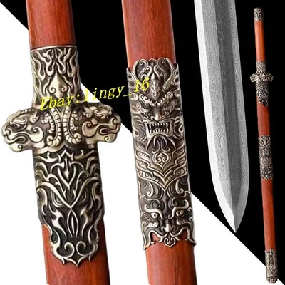 Accesorio de latón Diablo Dragón Batalla Jian 魔龙战剑 Espada china afilada plegada acero Foto 1 de 4