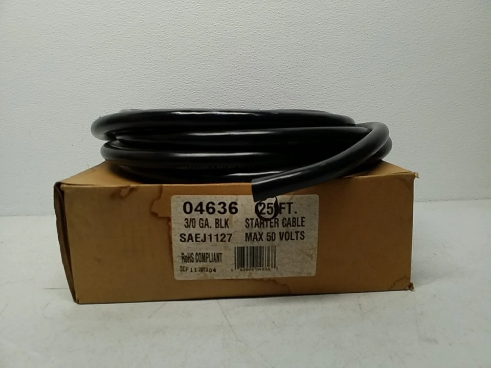 Deka 04636 Black Starter Battery Cable 3/0 AWG 25 Ft – Heavy-Duty Power Wire - Image 1 of 4