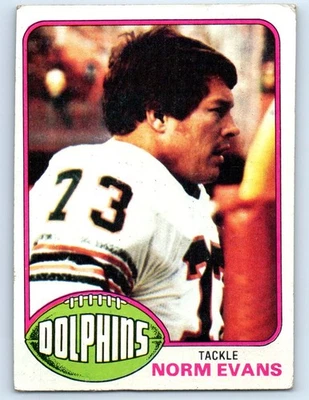 1976 Topps #492 Norm Evans Miami Dolphins - Image 1 of 2