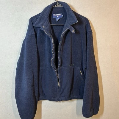 VTG Polo Sport Ralph Lauren Fleece Bomber Jacket Adult XL Navy Blue 90s SOFT - Image 1 of 4