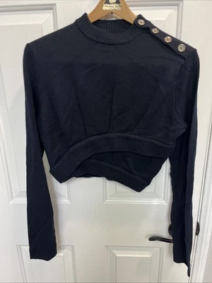NUEVO ZARA SRPLS Mujer’s Corte Lana Azul Marino Suéter Talla Pequeña L/S $139 Nuevo con Etiquetas Foto 1 de 4