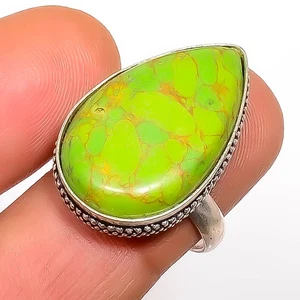 Kupfer Grün Türkis Edelstein Handarbeit Antik Design Ring Gr.9 TR7508-1323 - Bild 1 von 3