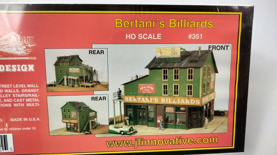 JL Innovative Design HO Building Kit 351 Bertani's Billiards Wood Kit - Image 1 of 4