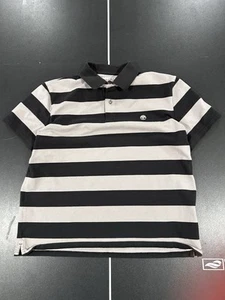Timberland Black Grey Wide Striped Cotton Polo Shirt Men Size Large Nwt - Picture 1 of 4