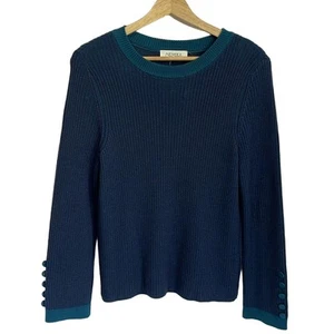Auth NEMIKA/NEMIKA by Leilian - Navy Green Women's Sweater - Picture 1 of 8