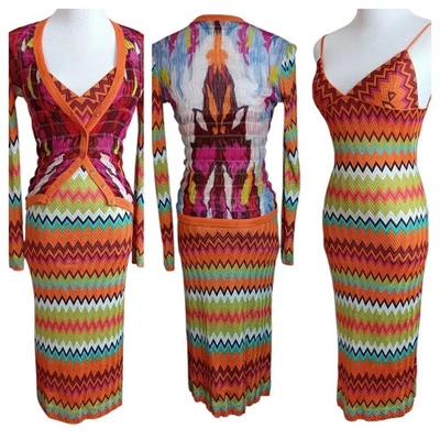 MISSONI Crochet Tejido Maxi Vestido Medio Conjunto Cárdigan Calado Impecable 40/4 Dos Piezas Foto 1 de 4