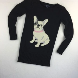 Gap girls sweater dress french bulldog black sz 4/5 - Picture 1 of 6