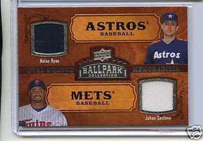 2008 BALLPARK DUAL SWATCH NOLAN RYAN/JOHAN SANTANA - Image 1 of 1