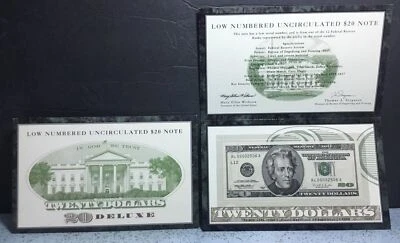 1996 $20 LOW NUMBERED UNCIRCULATED NOTE AL 00002506 A w/FOLDER & SLEEVE - Image 1 of 4