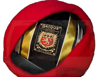 Boina Vasca Francia De Colección 100% Lana Roja W.P.L. 10888 Cresta Satinada Forrada San Valentín Foto 1 de 4