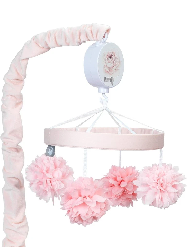 Lambs & Ivy Signature Botanical Baby Pink Floral Musical Crib Mobile
