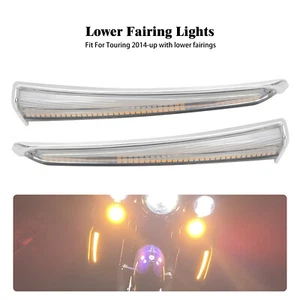 Chrome LED Lower Fairing Running Turn Signal Light Fit For Touring Glide 2014-23 - Picture 1 of 16