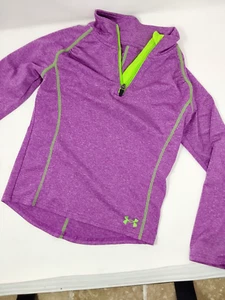 Under Armour Cold Gear Long Sleeve 1/4 Zip Shirt Girls Youth Medium Purple - Picture 1 of 3