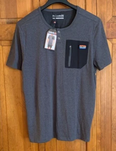 Men's NEW Avalanche 2 Button Henley Tee w/Chest Patch S/S Gray - L - Picture 1 of 4