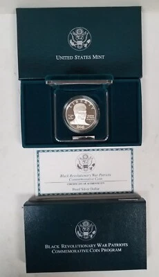 CS0198SBSCFO U.S. MINT COMEM $1 YEAR 1998-S BLACK PATRIOTS PROOF COIN FRESH OGP! - Image 1 of 4