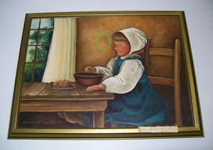 Pintura al óleo original niña holandesa, MARGARET M SANDIFER, artista de Wisconsin - Imagen 1 de 12