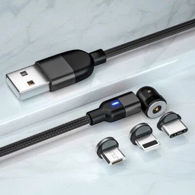 180°+360° Rotate Magnetic Charger Cable Phone Fast Charging Type C Micro USB Lot - Image 1 of 4