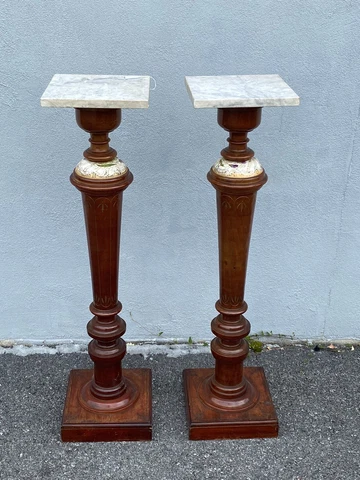 Pair Of Victorian Marble Top Pedestals 1880s Cover