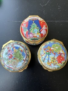 Halcyon Days Enamel Christmas Box Lot. Set Of 3- 2001, 2005, 2006 - Picture 1 of 11