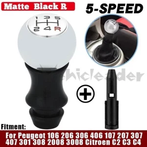FÜR PEUGEOT 207 307 CITROEN C2 C3 C4 5-GANG SCHALTKNÜPPEL KNAUF SCHWARZ MATT - Bild 1 von 6
