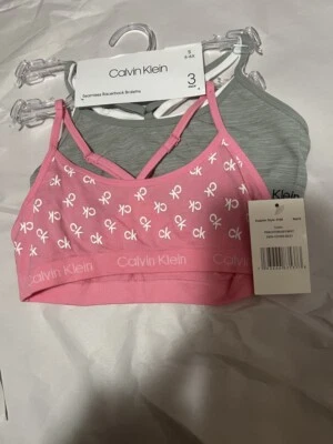 Calvin Klein Girls 3 PK Seamless Racerback Bralette with adjustable Strap NWT - Image 1 of 3