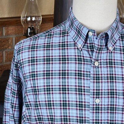 Camisa Cremieux Classics Azul Verde y Rojo A Cuadros Abotonada Talla L Foto 1 de 4