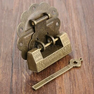 Chinese Retro Edge Flower Box Latch Hasp Padlock & Screws for Jewelry Box Chest - Picture 1 of 12