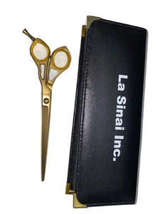Barber Hair Cutting Scissor | 7 Inches | Stainless Steel | Gold | Carrying Case - Picture 1 of 3