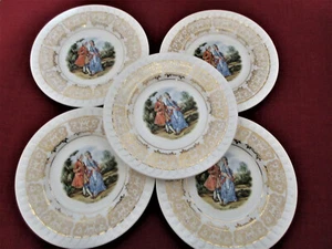 Vintage Barratts Filigree Staffordshire 7" Salad/Side Plates Set of Five - Picture 1 of 3