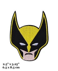 Wolverine Superhero Mutant Character Face Head Embroidered Iron On Patch - Picture 1 of 2