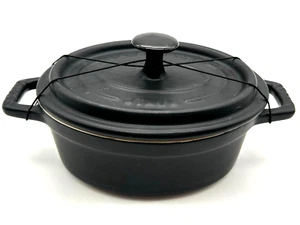 Staub La Cocotte #15 Black Oval Stoneware Matt Baking Dish with Lid New - Picture 1 of 5