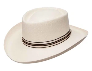 DOBBS/STETSON "KINGSTON" GAMBLER SHAPE SHANTUNG STRAW HAT, #1732 - Picture 1 of 2